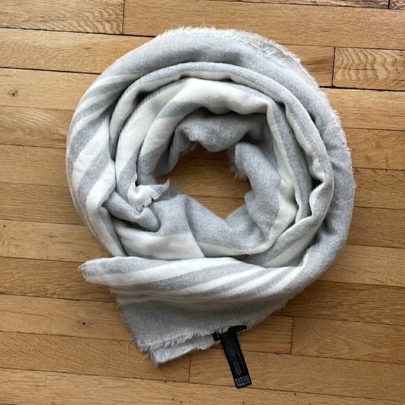 𝅺🤍 Zara Large Acrylic white light grey warm blanket scarf​ - Picture 1 of 6
